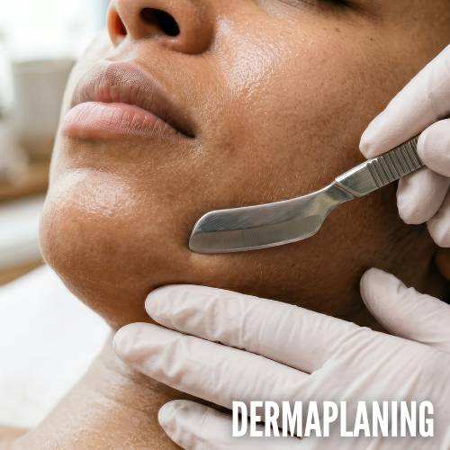 Dermaplaning treatment removing dead skin and peach fuzz in Pompano Beach, FL